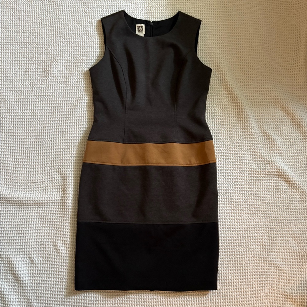 Anne Klein Black and Tan Mini Dress